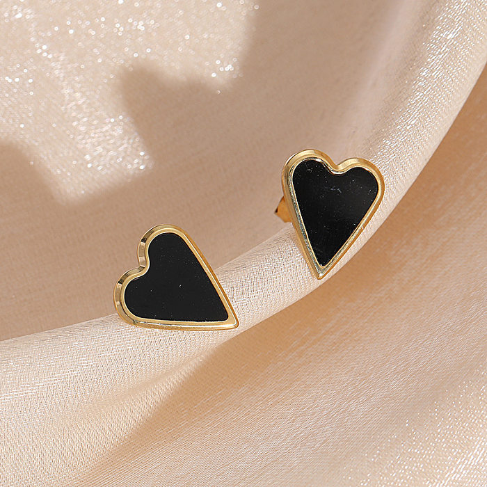 Heart Shaped Enamel Fashion Retro Pendant Simple Stainless Steel Clavicle Necklace