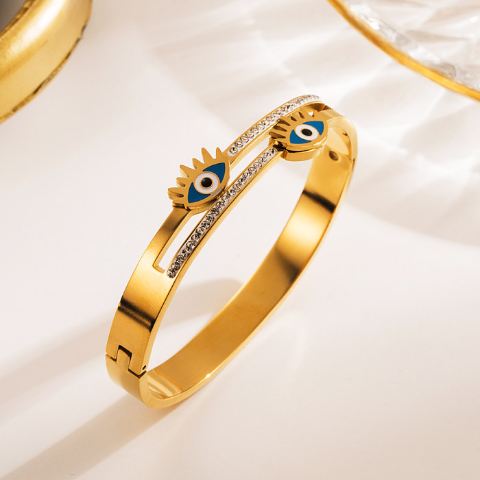 Bracelet en Zircon plaqué or, élégant, œil du diable, papillon, en acier inoxydable, vente en gros