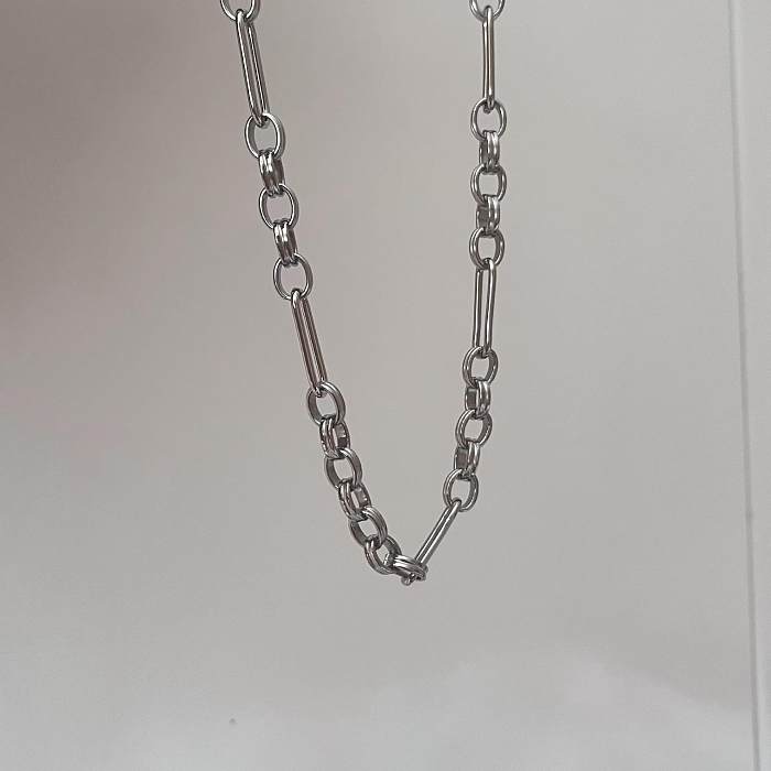 Simple Style Stitching Chain Stainless Steel  Short Necklace