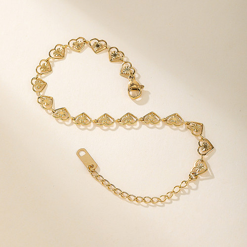 Atacado estilo IG estilo simples formato de coração aço inoxidável titânio banhado a ouro 18K pulseiras de aço titânio banhado a ouro
