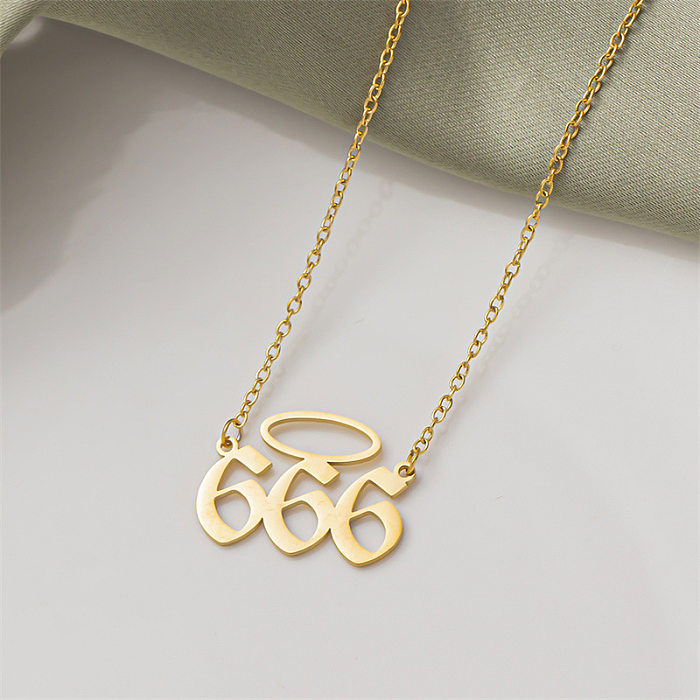 Elegant Number Stainless Steel  Stainless Steel Plating Pendant Necklace