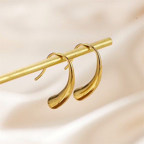 1 Pair IG Style Simple Style Water Droplets Plating Stainless Steel  18K Gold Plated Ear Studs