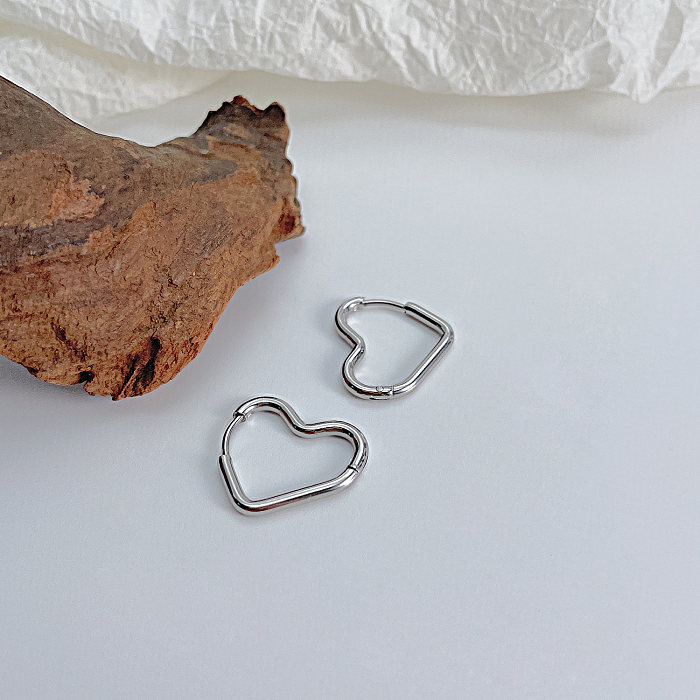 1 Pair Simple Style Heart Shape Stainless Steel  Stainless Steel Earrings