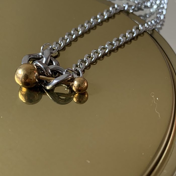Punk Ball Stainless Steel Plating 18K Gold Plated Necklace