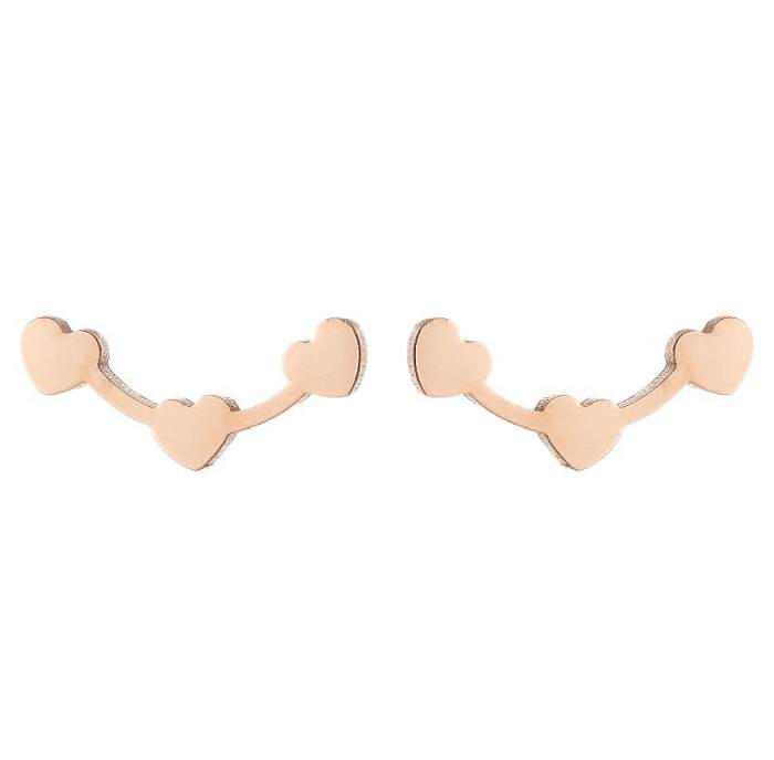 1 paire de boucles d'oreilles plaquées en acier inoxydable, Style Simple, en forme de cœur
