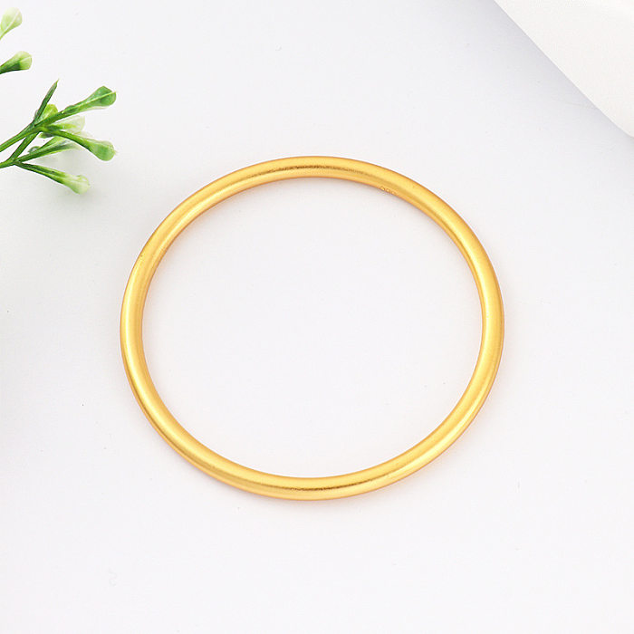 1 Piece Simple Style Solid Color Stainless Steel Bangle