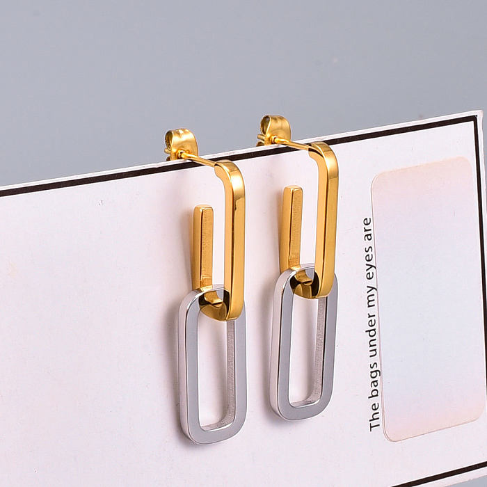 Einfache, glänzende, asymmetrische, quadratische Ring-Ohrring-Ohrring-Großhandelsschmucksachen