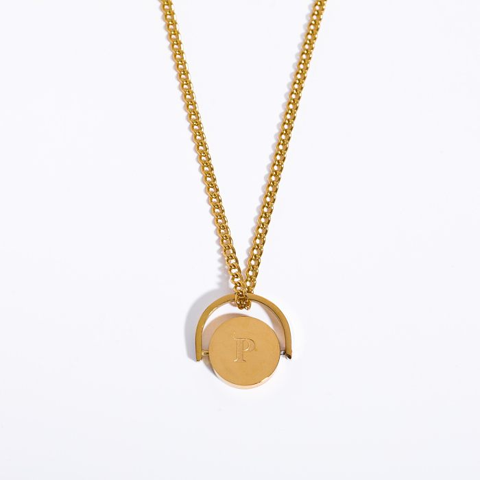 Simple Style Streetwear Letter Stainless Steel Plating Inlay 18K Gold Plated Pendant Necklace