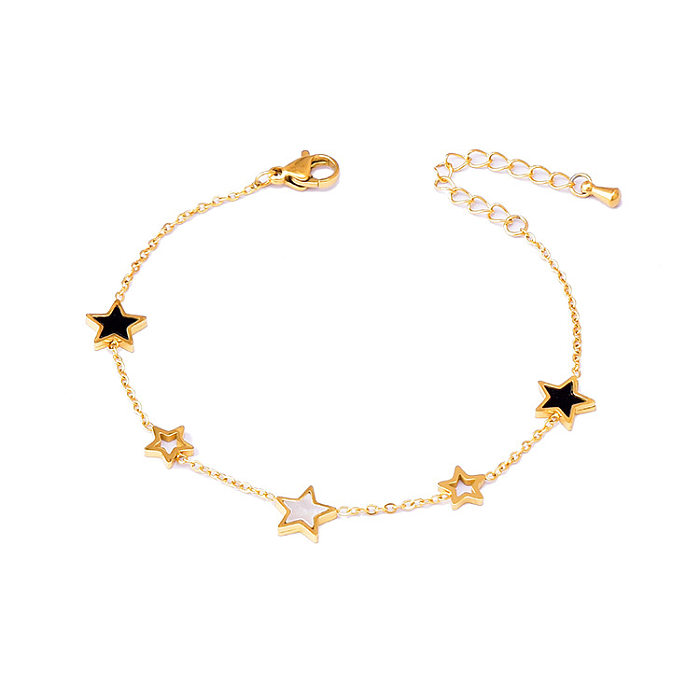 Bracelets de coquille d'incrustation de placage en acier de titane de papillon de fleur d'étoile de Style Simple décontracté