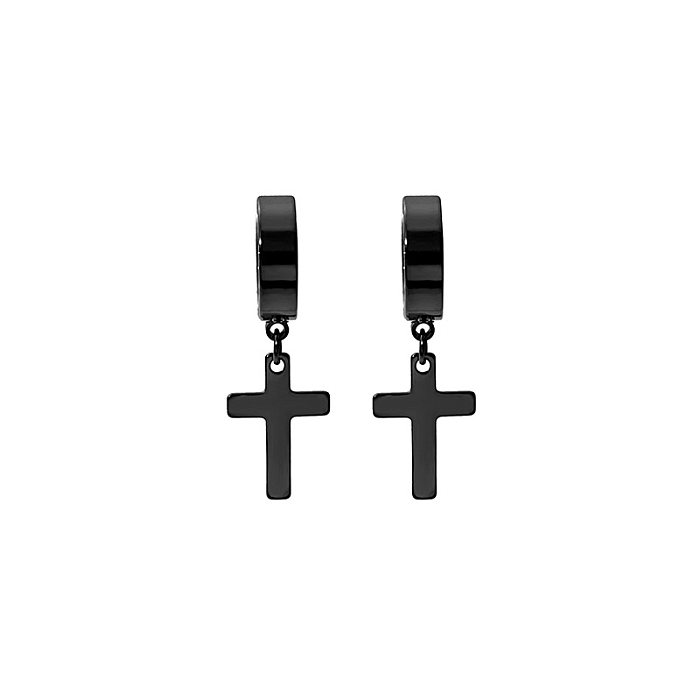 Punk Cross Solid Color Stainless Steel  Plating Drop Earrings 1 Pair