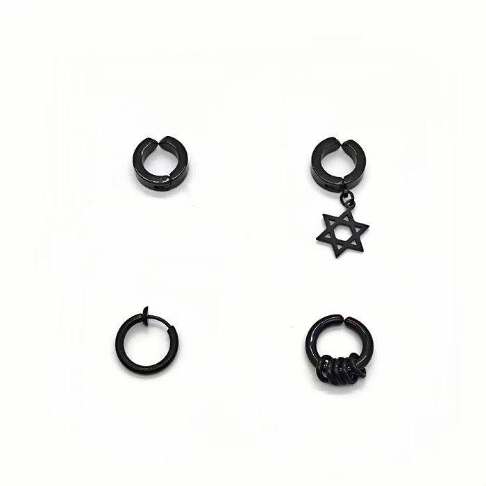 10 Pieces Elegant Simple Style Streetwear Pentagram Circle Polishing Plating Metal Stainless Steel  Earrings
