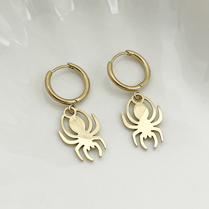 1 Pair Simple Style Animal Cross Airplane Plating Stainless Steel  14K Gold Plated Earrings