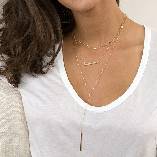 Damen-Halskette mit geometrischer Edelstahl-Beschichtung, vergoldet