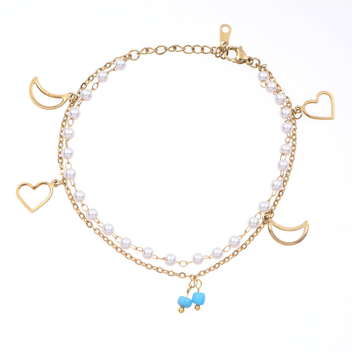 Estilo moderno estrela coração forma borboleta chapeamento de aço inoxidável pulseiras banhadas a ouro 18K