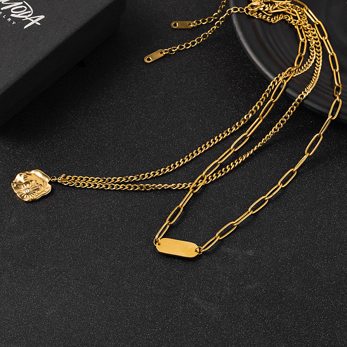 IG Style Mehrschichtige Halsketten im modernen Stil mit geometrischer Edelstahlbeschichtung