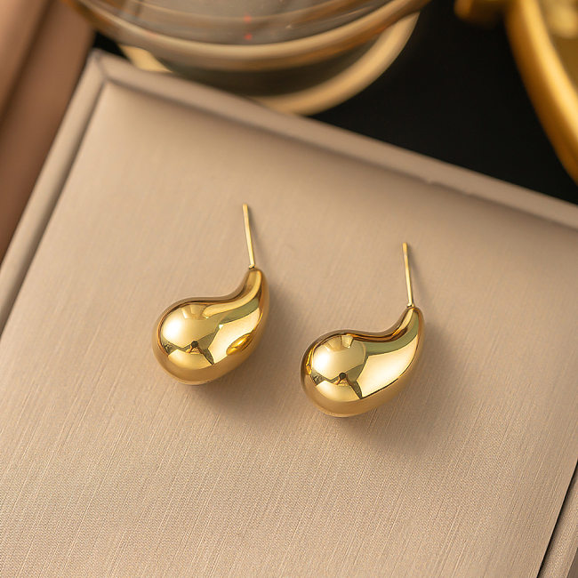 1 Pair Simple Style Solid Color Plating Stainless Steel 18K Gold Plated Ear Studs