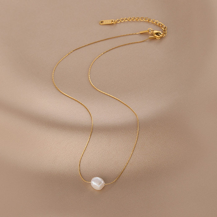 Collar chapado en oro de 18 quilates con revestimiento de acero inoxidable de color sólido de estilo simple estilo vintage