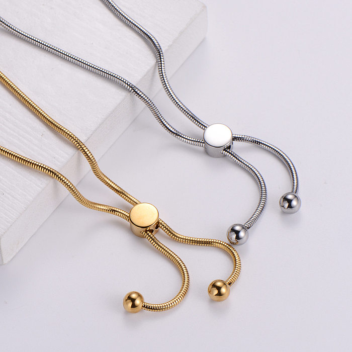 Bracelet en or 18 carats de galvanoplastie en acier inoxydable perlé à la mode