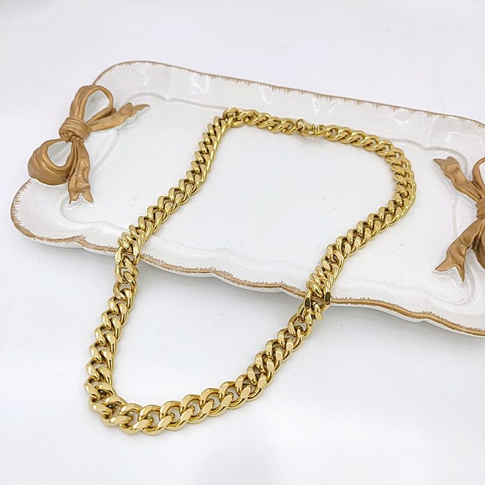 Mode einfache dicke weibliche kurze Schlüsselbeinkette Edelstahl Halskette
