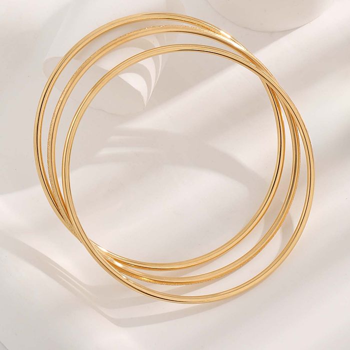 Modern Style Round Number Titanium Steel Plating Gold Plated Bangle