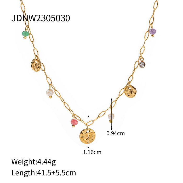 Lässige, runde Halskette mit 18-Karat-Goldbeschichtung im IG-Stil