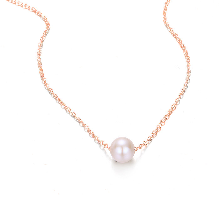 Collar de perlas artificiales con revestimiento de acero inoxidable geométrico de estilo simple