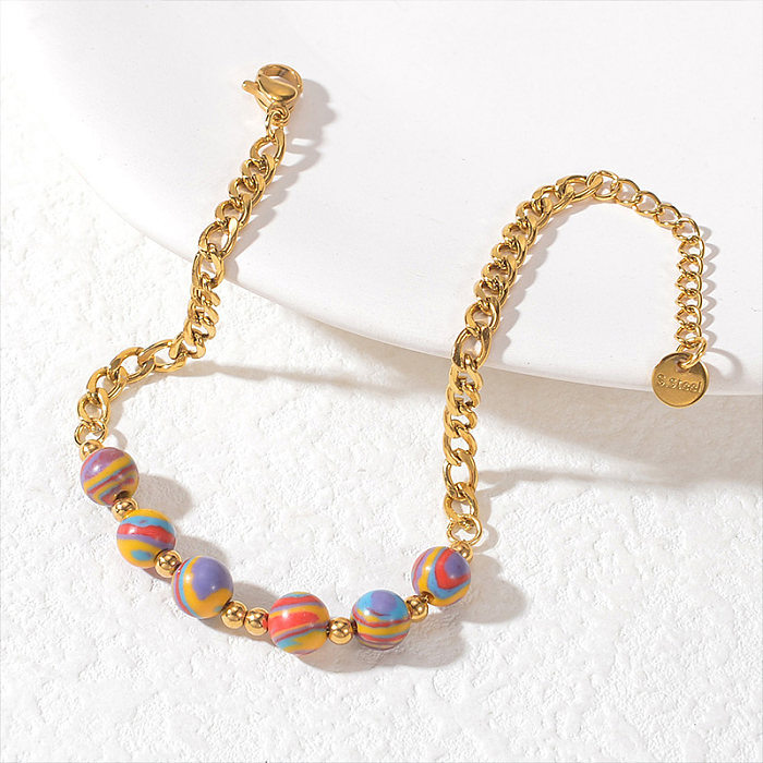 Bracelets plaqués or 18 carats en acier inoxydable géométrique de style simple et élégant