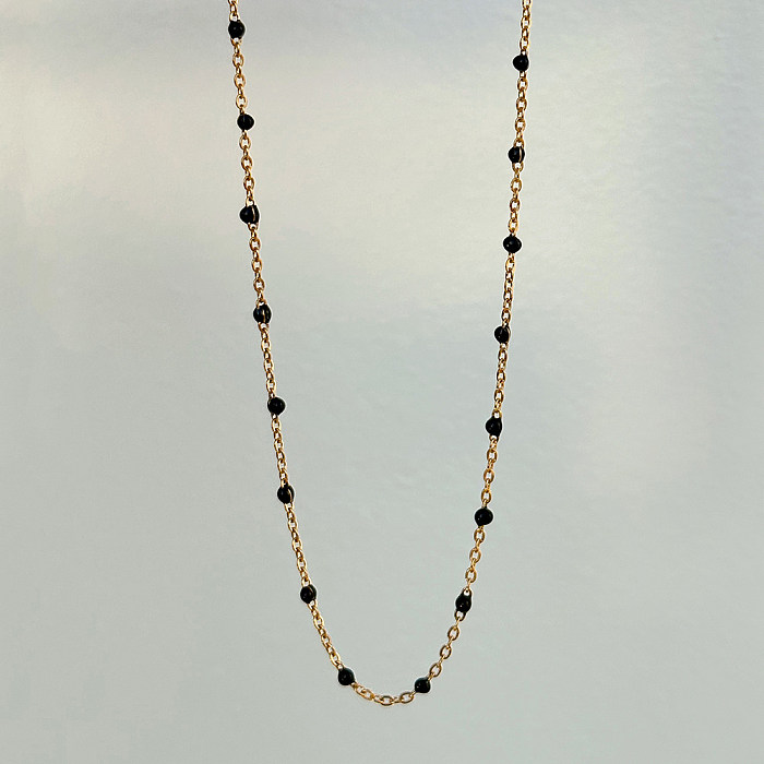 Lässige hawaiianische, farbenfrohe Halskette aus Edelstahl mit Epoxidbeschichtung und 18 Karat vergoldet