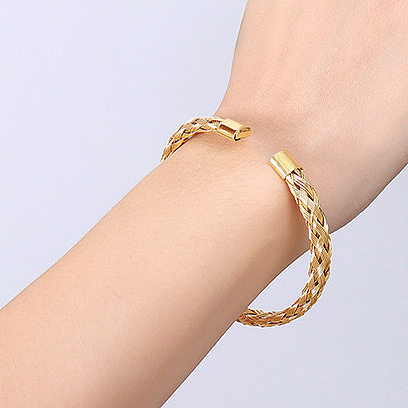 Simple Style Solid Color Titanium Steel Plating Bangle