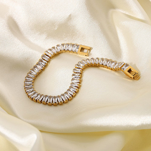 Gros bijoux carré zircone bracelet en acier inoxydable bijoux