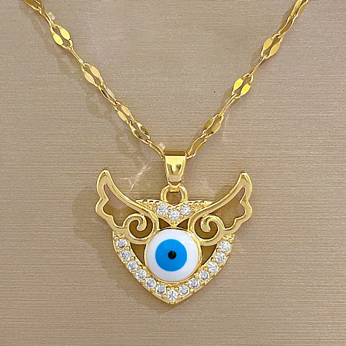 Fashion Eye Stainless Steel Copper Plating Zircon Pendant Necklace