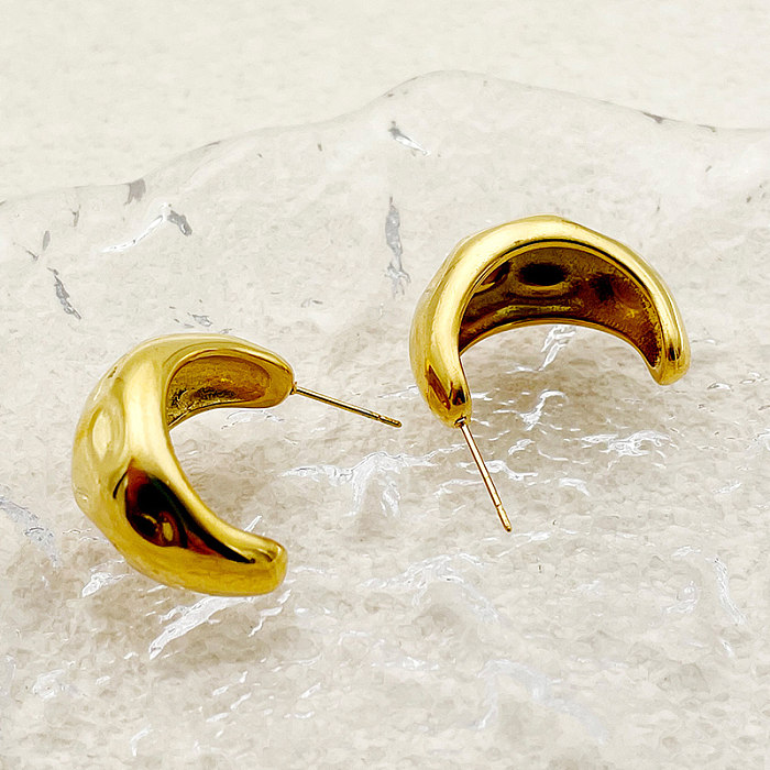 1 Pair Elegant Simple Style Classic Style Solid Color Plating Stainless Steel  Gold Plated Ear Studs