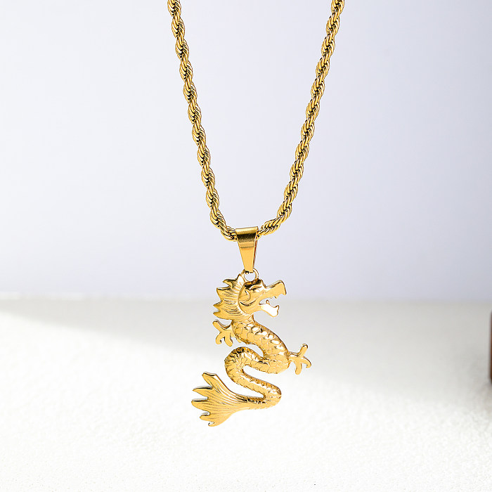 Collar chapado en oro de 18 quilates con revestimiento de acero inoxidable y águila serpiente estilo fresco básico de hip-hop
