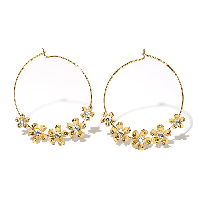 1 Pair Elegant Vintage Style Geometric Plating Stainless Steel  18K Gold Plated Earrings