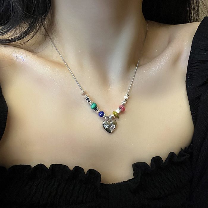 Simple Style Star Heart Shape Butterfly Stainless Steel Beaded Plating Inlay Zircon Pendant Necklace