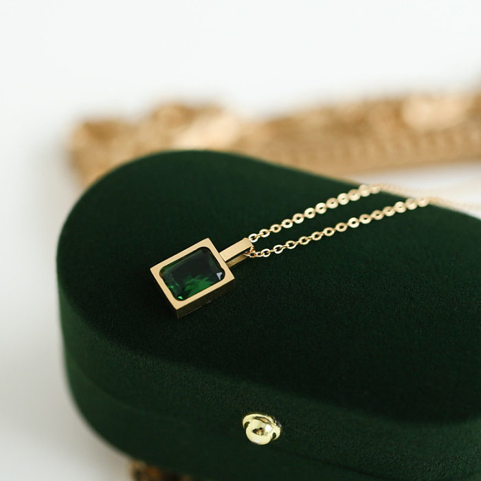 Luxuriöse französische quadratische Halskette aus Zirkonium-Edelstahl mit Schlüsselbeinkette