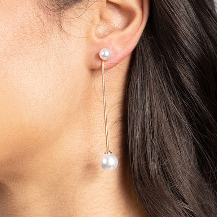 Elegante runde Ohrringe mit Perleneinlage aus Edelstahl, 1 Paar