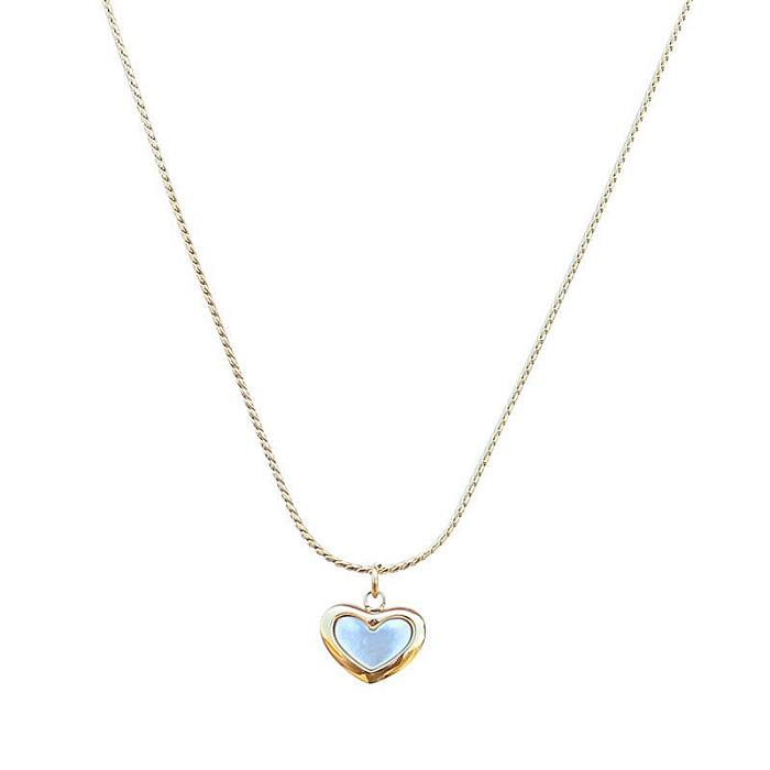 Fashion Heart Shape Stainless Steel Plating Shell Necklace