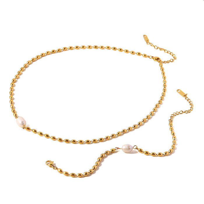 Fashion Geometric Stainless Steel  Plating Pearl Necklace