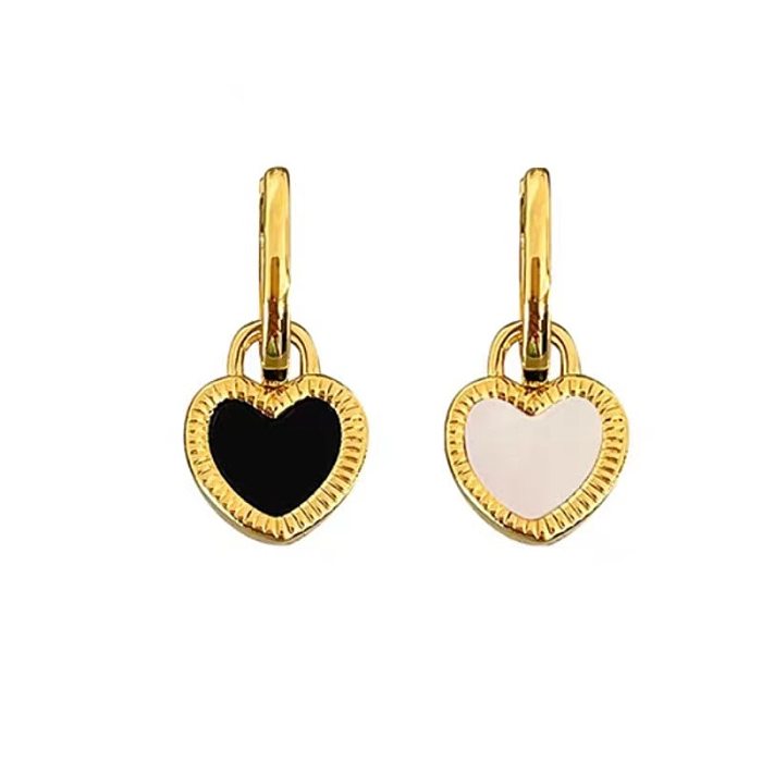 1 Pair Modern Style Heart Shape Plating Stainless Steel  Drop Earrings
