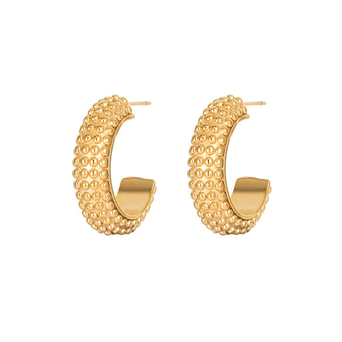 1 Paar niedliche, schlichte Pendel-Ohrringe in C-Form, U-Form, Edelstahl, vergoldet