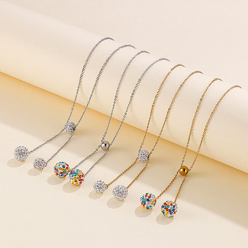 Fashion Mud Full Diamond Ball Stainless Steel  Necklace