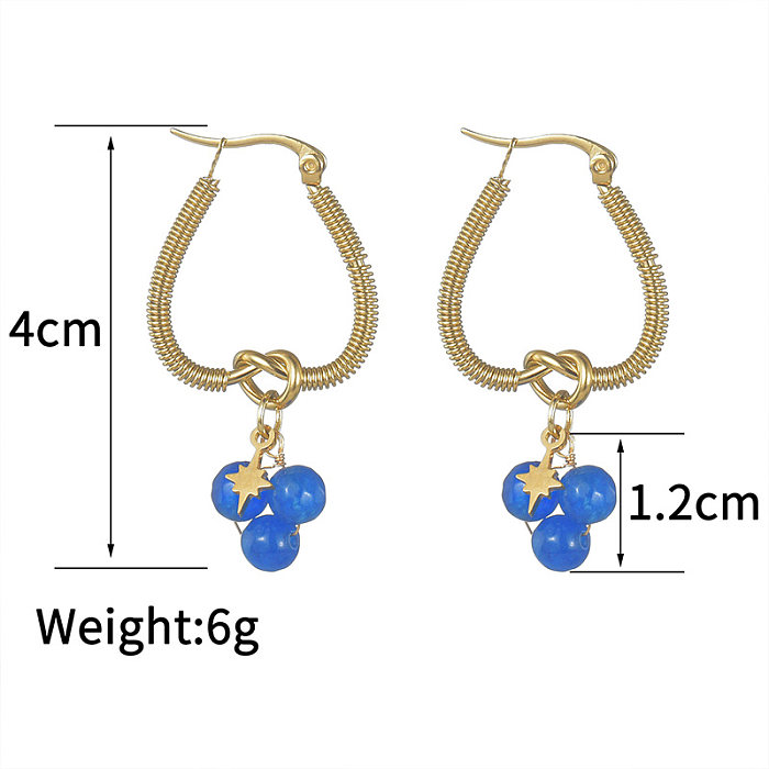 1 Pair Simple Style Round Plating Stainless Steel  14K Gold Plated Drop Earrings