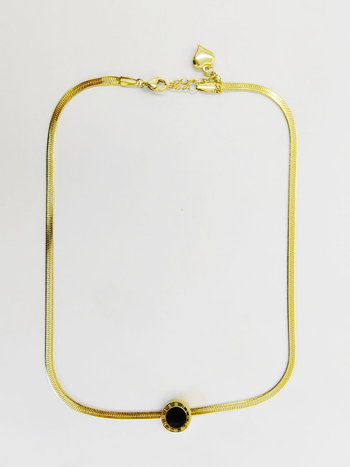 Collar chapado en oro de 18 quilates con revestimiento pulido de acero inoxidable redondo estilo romano elegante