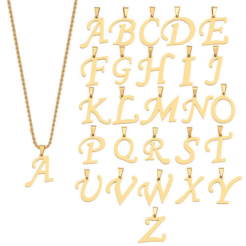 قلادة على شكل حرف بسيط من الفولاذ المقاوم للصدأ مطلية بالذهب عيار 18 قيراط