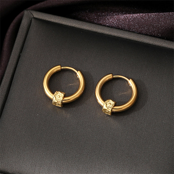 1 Paar elegante runde vergoldete Kupfer-Ohrringe
