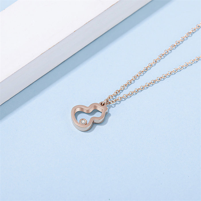 Casual Simple Style Classic Style Gourd Stainless Steel  Stainless Steel Polishing Plating Inlay Diamond Rose Gold Plated Pendant Necklace