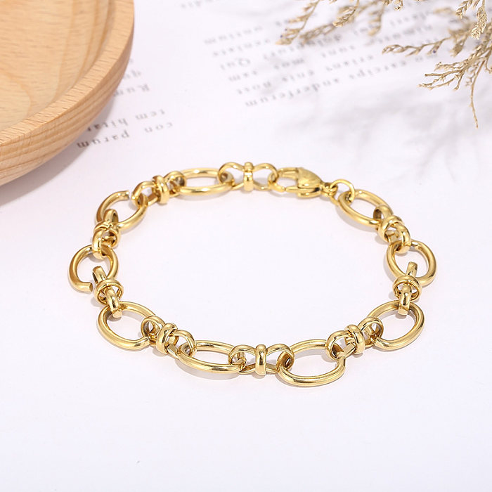 Retro Simple Style Geometric Solid Color Stainless Steel Plating 18K Gold Plated Bracelets