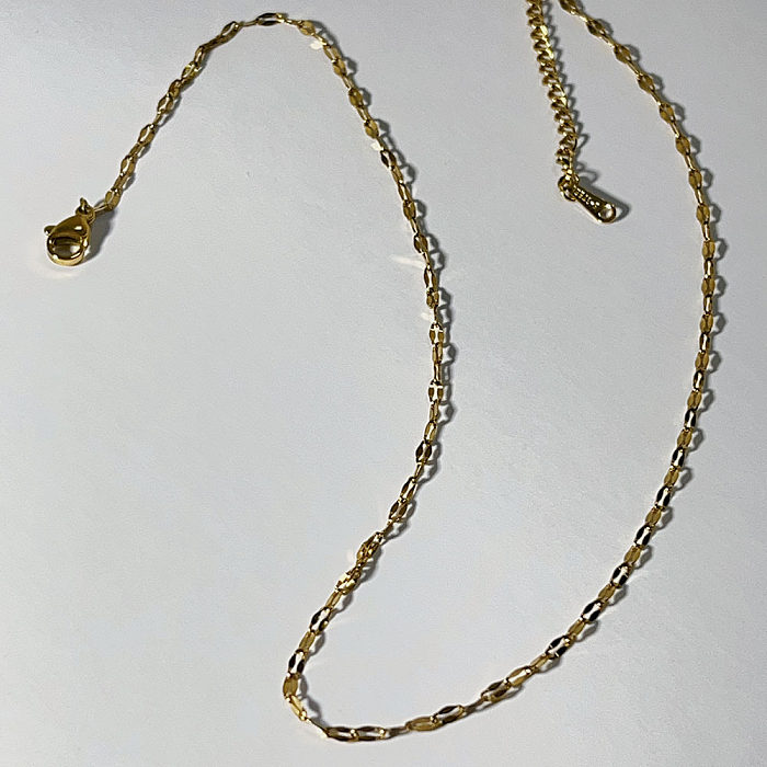 Collier pendentif en Zircon avec incrustation de placage en acier inoxydable géométrique décontracté
