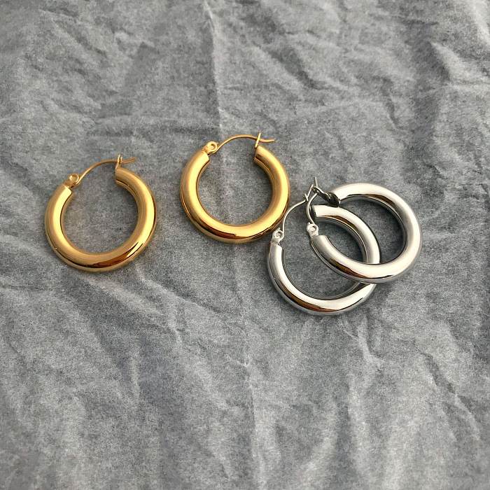 Fashion Geometric Stainless Steel Plating Metal Earrings 1 Pair